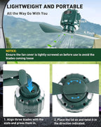 DUKUSEEK Tent Ceiling Fans for Camping Hanging, Portable Tent Fans with Light and Remote Control, Power Bank, USB Battery Operated Camping Fan with Hanging Hook for Outdoor, Car, RV