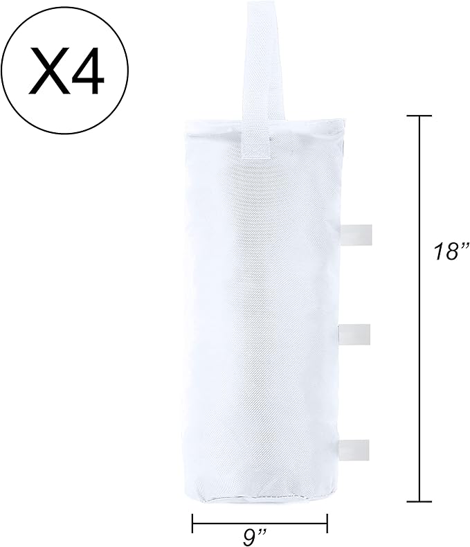 ABCCANOPY Canopy Weights Set of 4-120LBS Sand Bags for Pop up Tent, Weight Bags for Outdoor Gazebo, Trampoline, Pergola, White (Without Sand)