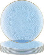 PARTY BARGAINS 13-Inch Charger Plates - 8 Pack, Hammered Blue Gold Rim, Heavy-Duty Disposable Chargers for Elegant Dining - Ideal for Weddings and Formal Events