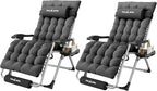 Amopatio Oversized Zero Gravity Chair, Reclining Camping Lounge Chair Upgraded Lock and Footrest, Cup Holder, Removable Cushion & Headrest Folding Patio Recliner for Indoor Outdoor