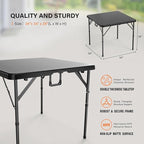 VINGLI 34" Folding in Half Square, Bi-Folding Commercial Table, Portable Plastic Dining Card Table for Kitchen or Outdoor Party Wedding Event, Black