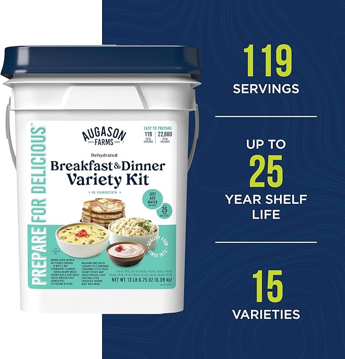 Augason Farms Breakfast and Dinner Variety Pail Emergency Food Supply Everyday