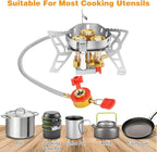 WADEO 6800W Windproof Camping Gas Stove, Small Camping Stove with Piezo Ignition, 1LB Propane Tank Adapter, Butane Adapter for Outdoor Cooking, Picnic, Camping and Hiking