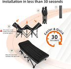 Portable Camping Cot, Sleeping Cots for Adults, 28" Extra Wide Heavy Duty Folding Cot Max Load 600LBS with Thick Mattress, Portable Camping Bed for Outdoor Camp/Office, Home Nap (Black)