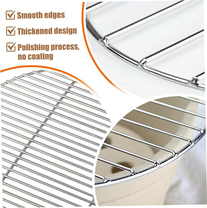Replacement Grill Grate, BBQ Cooking Grate, 15 Inch Round Stainless Steel Grill, Portable Baking Tray for Camping, Picnic, Garden