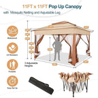 COBIZI 11x11 Pop Up Gazebo Canopy Tent Easy Up Outdoor Gazebo Waterproof Upgrade Portable Gazebo with Mosquito Nettings, Double Vented Roof and Carry Bag for Patio Garden Lawn(Khaki)