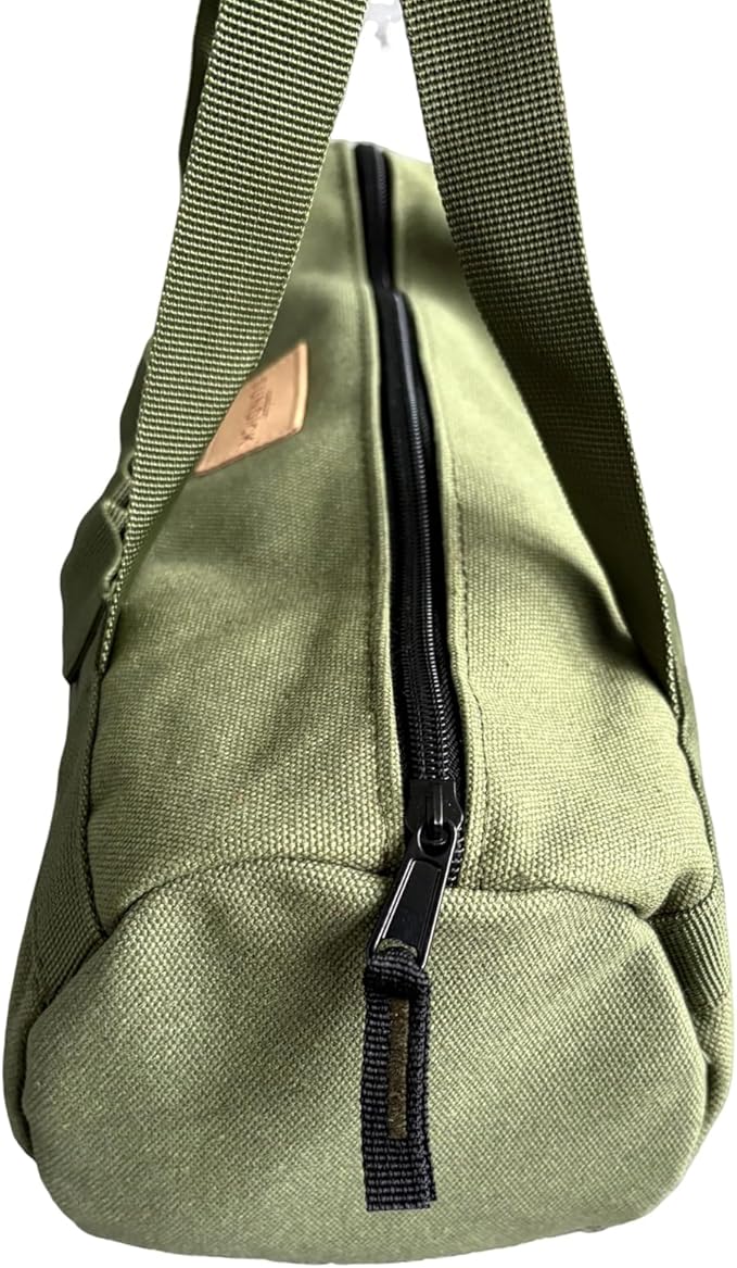TBACW Canvas Tool Storage Bag with Zipper - Organizer for Tools, Tent Stakes & Poles, Durable Fabric Utility Pouch for Outdoor Hunting Hiking Camping Gear (Green)