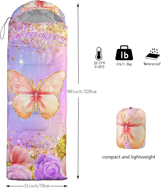 HOSIMA Dear Hunting Pattern Cold Weather Sleeping Bags for Kids Adults,Black Light Weight Waterproof Sleeping Bags for Outdoors Hiking.