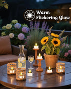 SoulBay 6pcs Solar Power Tea Lights Outdoor Candle Flameless Flicker IP65 Waterproof Rechargeable LED Candles with Dusk to Dawn Sensor for Lantern Garden Camping Party Home Decorations, 2.3" x 2"