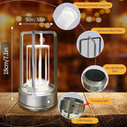 Set of 2 Cordless Table Lamps, LED Rechargeable Table Lamp with 3 Color Stepless Dimmable, Indoor/ Outdoor Table lamp for Patio/ Camping/ Bar/ Coffee/ Restaurant/ Bathroom (Silver 2 Pcs)