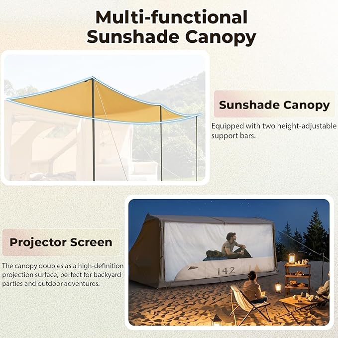 YOLENY Inflatable Tents for Camping, 6-12 Person Blow Up Tent with TPU Skylight, Canopy, Mesh Windows, Stove Jack & Pump, 4 Season Large Inflatable Tent, Waterproof & Windproof