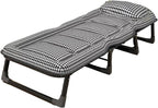 Portable Folding Adult Bed with Mattress, Adjustable Height Camping Cot with Headrest for Home & Travel, 170×56cm(190 * 75CM)