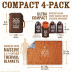 Don't Die In The Woods - Freakin’ Huge Emergency Blankets [4-Pack] Extra Large Thermal Mylar Space Blanket - One of The Ten Essentials Outdoor Survival Gear for Hiking Camping First Aid Kit (Orange)