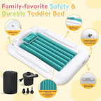 Inflatable Toddler Travel Bed - Portable Toddler Kids Travel Bed with Safety Sides Complete Kids Air Mattress Set with High-Speed Pump, Ideal for Vacation Camping and Sleepover (60 Inches)