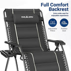 UDPATIO Zero Gravity Chair Oversized Outdoor Anti Gravity Chairs Patio Lounge Folding Adjustable Chair with Cup Holder, Foot Pad & Padded Headrest, Supports 500lbs (1, Grey, 33in)