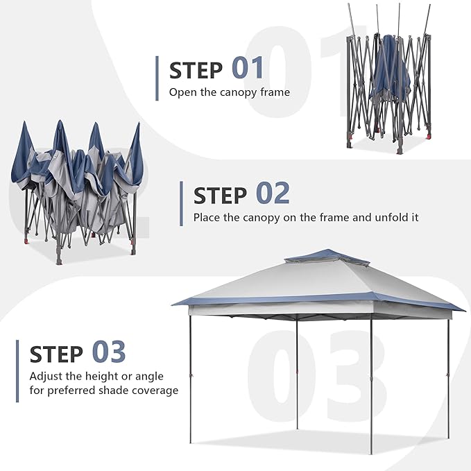 Saemoza 11x11 Pop Up Camping Shelters Tent, Outdoor Tent with Netting, Outdoor Shelters for Backyard, Screen House with Wheeled Cover Bag, Blue.