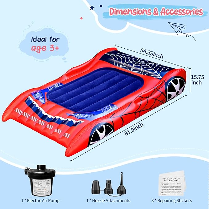 joyson Inflatable Toddler Travel Bed, Extra Large Kids Air Mattress with Electric Pump, Portable Toddler Blow up Mattress for Home, Sleepovers, Camping, Travel