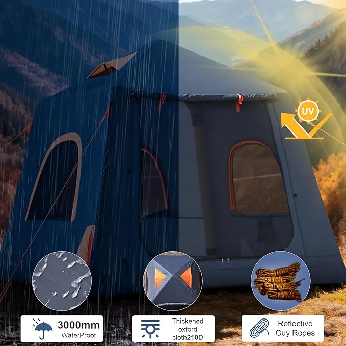 Inflatable Tents for Camping,2/4 Person Easy Setup Blow Up Tents for 4 Seasons Waterproof InflatableTent for Camping, Air Glamping Tents for Camping Adult