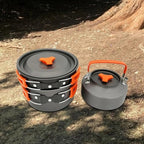 Camping Cookware Kit Outdoor Aluminum Cooking Set Water Kettle Pan Pot Travelling Hiking Picnic BBQ Tableware Equipment