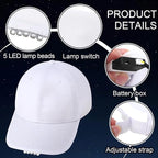 Syhood 2 Pieces LED Baseball Caps Flashlight Hats Hands Free Baseball Caps with Light Built in 5 Battery Powered Headlamp LED Hats Light for Men Fishing Jogging Camping Hand Work