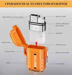 Torch Lighter, Double Jet Flame, Waterproof, Windproof, Refillable Butane Gas Lighters for Survival, Camping, Hiking, Grill