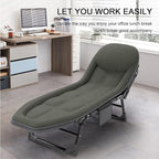 Camping Cot for Adults with Cushion, Portable Folding Cot, 5-Position Chaise Lounge Chair for Outdoor, Camping, Pool, Beach, Patio Relaxation