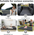 Car Air Mattress, Inflatable SUV Truck Camping Mattress for Back Seat, Thickened Travel Car Bed Sleeping Pad with 2 Round air-Filled Bolster,Air Pump and 2 Pillows (Black)