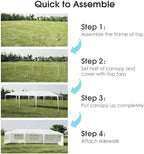 Tangkula 10x30 Ft Canopy Tent, Heavy Duty Party Tent with 5 Removable Sidewalls, Wind Ropes, Ground Stakes, Outdoor White Wedding Tents for Parties, Events, Backyard
