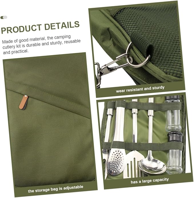 Outdoor Camping Cutlery Kit Portable Camping Tableware Set Bag Sturdy and Tools for Hiking