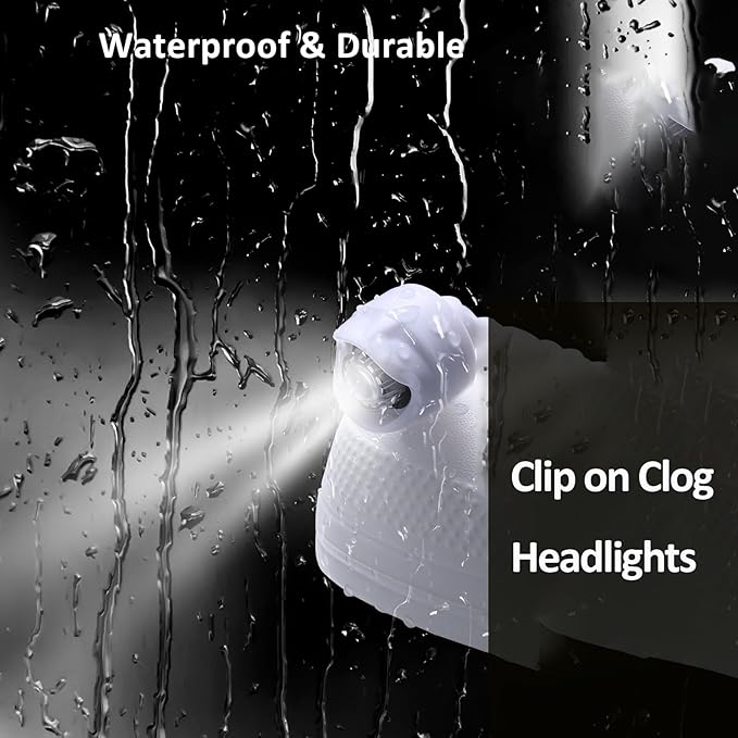 RAHAN Rechargeable Clip on Clog Headlights,2pcs Wearable Flashlights Charm Accessories ﻿for Shoes for Kids Adults,3 Light Modes,Waterproof Lights for Dog Walking, Camping,Jogging,Hiking