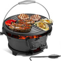 IronMaster Hibachi Grill, 100% Cast Iron, Tabletop Small Portable Charcoal Grill for Outdoor Camping - 2 Heights, Air Control, Coal Door, Ideal for 2 People