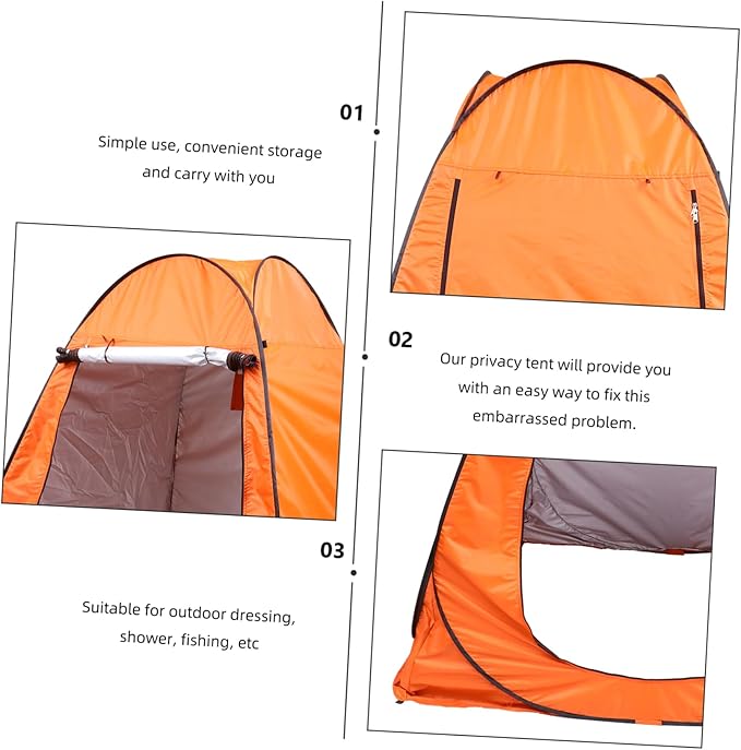 Fully Automatic Outdoor Changing Tent Quick-Open Shower Privacy Tent for Camping Fishing and Hiking Orange Double Ergonomic Design Spacious