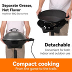 Outdoor Electric Grill for Balcony, Backyard & Outdoor Camping - 2-in-1 Grill Stove, Non-Stick Baking Pan, Intelligent Temperature Control, Removable Stand, Portable BBQ, Party, Gray