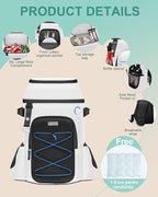 Cooler Backpack Insulated Leak Proof 30 Cans for Men Women,Waterproof Soft Cooler Bag，Lightweight Ice Chest Lunch Backpack for Beach Camping Picnic Travel Worksite Fishing