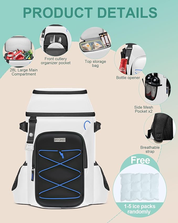 Cooler Backpack Insulated Leak Proof 30 Cans for Men Women,Waterproof Soft Cooler Bag，Lightweight Ice Chest Lunch Backpack for Beach Camping Picnic Travel Worksite Fishing