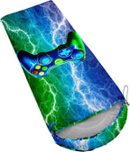 Axolotl Blue Gamepad Sleeping Bag,Waterproof Lightweight Gaming Sleeping Bag Game Console Camping Bag for Boys Teens,Warm and Cool Weather Green Portable Sleeping Bag for Camping Outdoor Indoor