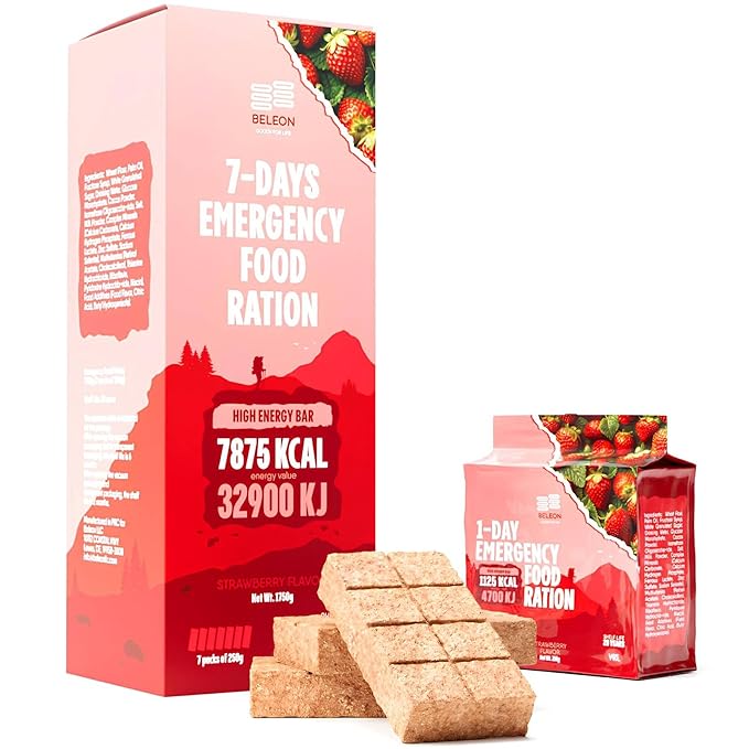 Emergency Food Supply - Strawberry Survival Ration - 20 Years Shelf Life - 7 Days