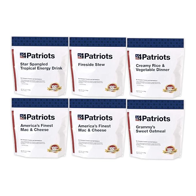 4Patriots 1-Week Survival Food Kits + Emergency Food Bars Bundle: 60 Long-Lasting Tasty Servings
