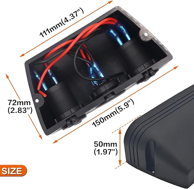 12-24 V Multifunctional 3 Hole Tent Type Car Modification Socket Female Power Outlet Adapter Dual USB Charger Red LED Digital Display Voltmeter Outlet for Automotive Marine Boat