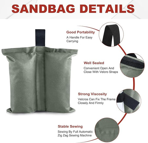 ABCCANOPY Canopy Weights 120 LBS Gazebo Tent Sand Bags,4-Pack Gray (Without Sand)