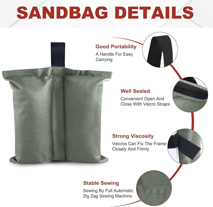 ABCCANOPY Canopy Weights 150 LBS Tent Sand Bags,4-Pack Gray (Without Sand)