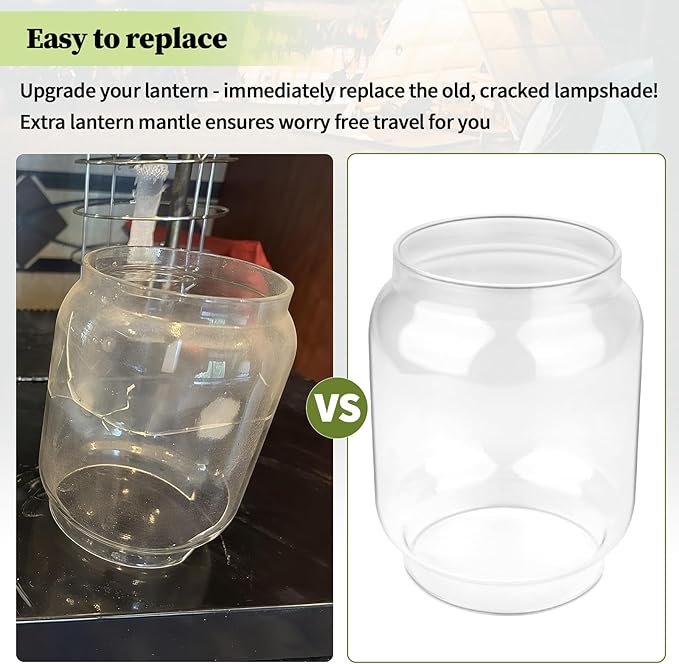 Clear Lantern Globe Compatible with Coleman Northstar Lanterns 2000/2500 2000-043C (Transparent)– Includes 2 Lantern Mantles
