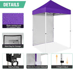 5x5 Pop Up Canopy Tent with One Sidewall, Instant Portable Beach Canopy, Outdoor Tent with Carry Bag for Camping, Sports, Tailgating, Events, Purple