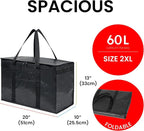 NZ home Insulated Bags for Food Delivery (2XL PRO) Grocery Shopping Cooler Bag, Pizza Delivery, Hot & Cold Catering Tote, Reusable, Foldable & Heavy Duty (Black)