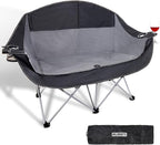 WILDROOTS Outdoor Folding Double Camping Chair Adults 2 Person,Heavy Duty 600 LBS Loveseat with 2 Cup Holder,Portable Carry Bag Included for Camping,Lawn,Backyard,Movie