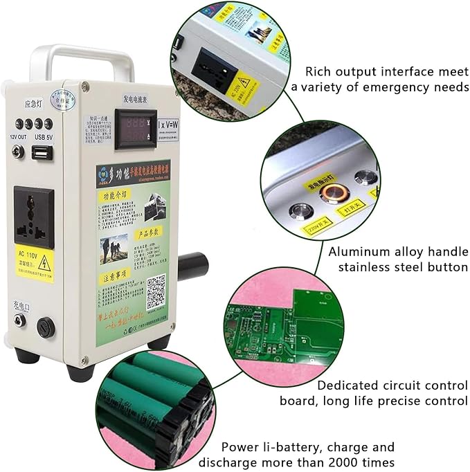 Hand Crank Charger Generator, 150W Hand Crank Generator, Manual Power Supply Emergency Charger, For Camping Outdoor Phone Charging
