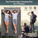 Elegear CumbreX Double Sleeping Pad for Camping, 4.7" Ultra-Thick Inflatable Camping Sleeping Pad 2 Person with Built-in Foot Pump, Portable Camping Sleeping Mat for Backpacking Hiking Tent, Gray Full