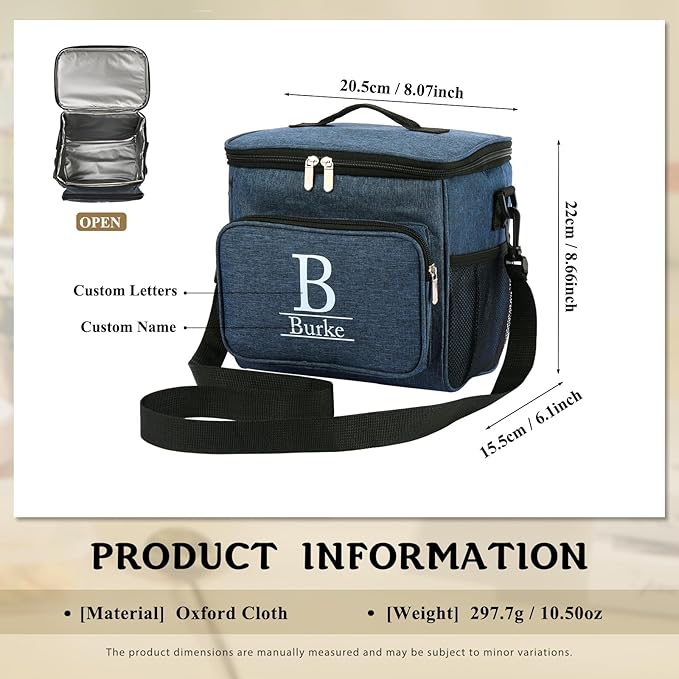 Personalized Insulated Cooler Bag, Custom Name Portable Insulated Camping Bag Suitable for Picnic Beach Hiking Travel