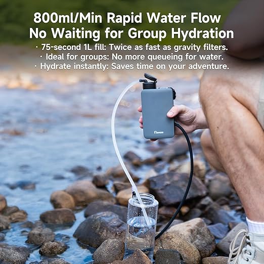 Portable Electric Water Filter - 0.01 Micron Outdoor Camping Water Purifier for Hiking, Camping Water Filtration System Survival,Travel and Emergency-Green
