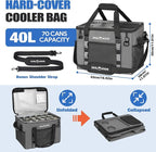 INSMEER Soft Cooler Bag with Hard Shell & 2 Cup Holders, Portable 40L/70 Cans Collapsible Cooler Bags Insulated with Leakproof for Travel, ice chests and Cooler Lunch Box for Beach Camping Picnic